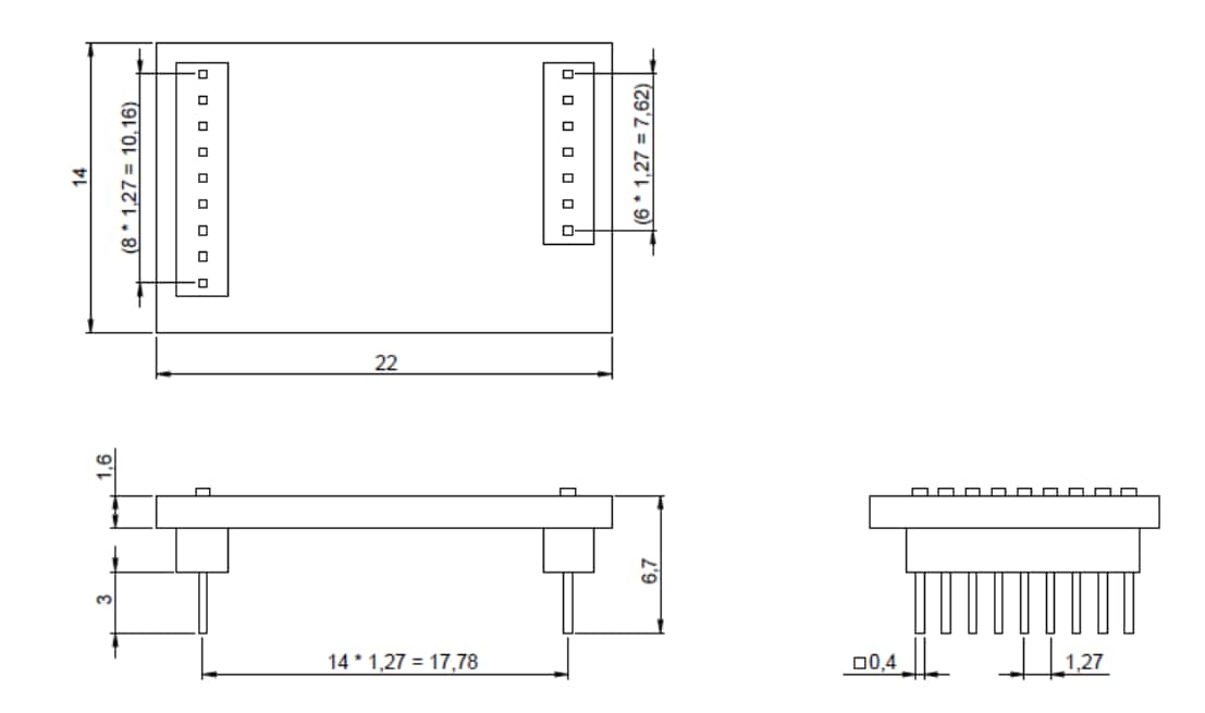 Mechanical Drawing - Bosch BME280 Shuttle Board 3.0